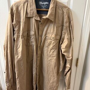 Wrangler Men's Light Brown pearl snap shirt